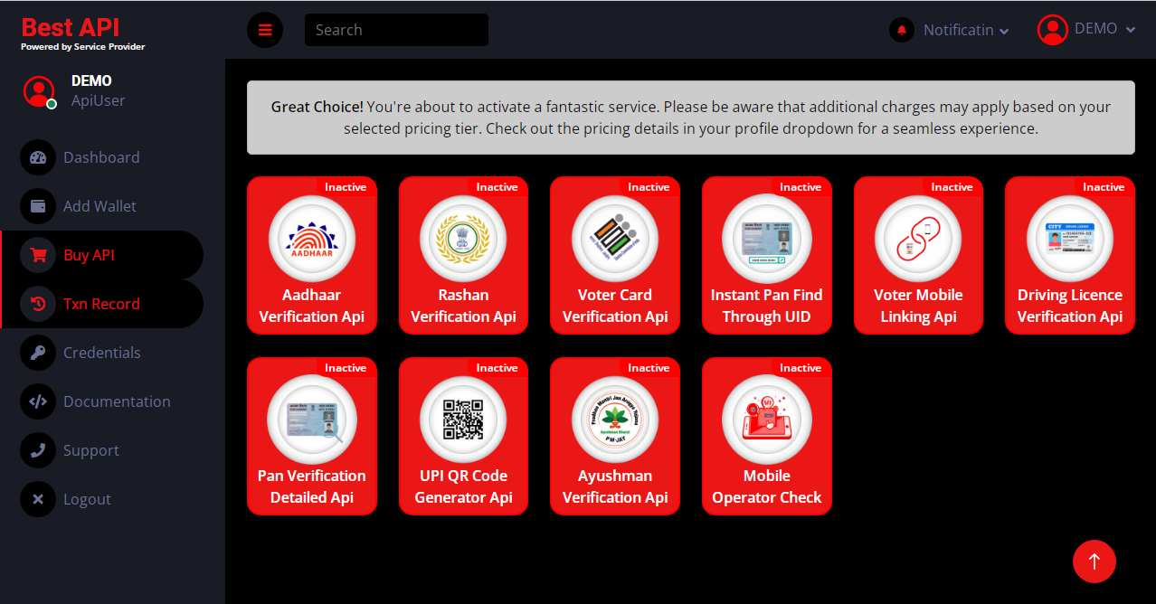 Verification API Admin Panel