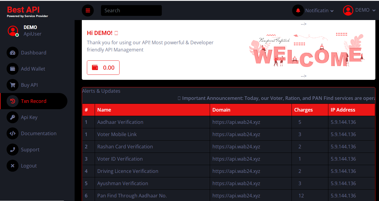 Verification API Admin Panel